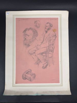 un vieux dessin représentant un homme assis sur une chaise à côté d'une tasse de café