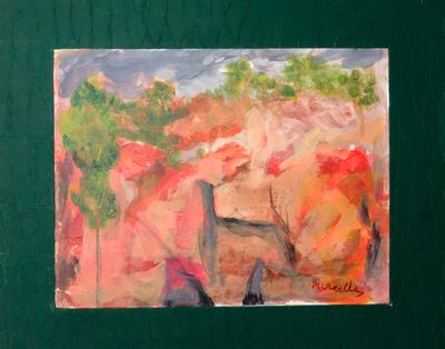 painting of a painting of a man and a woman in a forest