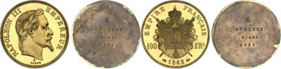 four different types of gold coins are shown on a white background