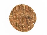 an image of a gold coin with an image of a woman on it