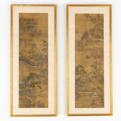 une paire de rouleaux peints chinois