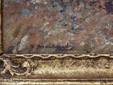 painting of a golden frame with a painting of a tree in the background