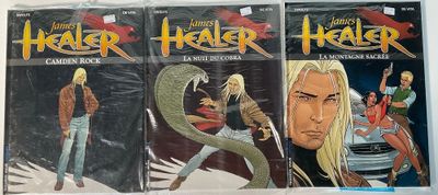 trois couvertures d'une bande dessinée représentant un homme tenant un serpent