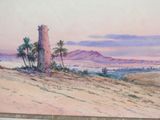a picture of a painting of a desert scene
