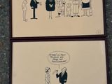 two pictures of a man and a woman talking to each other