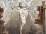 an image of a painting of jesus on the cross with other people