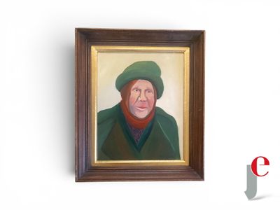 un tableau représentant un homme portant un chapeau vert et un manteau vert
