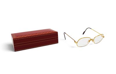 pair of glasses and a box on a white background