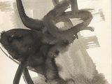 a drawing of a monkey sitting on a rocking chair