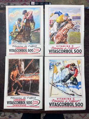 4 affiches VITASCORBOL - Sport et travail (35x27cm)