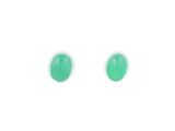 pair of green jade cabochle cabochles on a white background