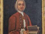 painting of a man in a red coat holding a book