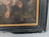 a picture of a painting of a little girl holding a teddy bear