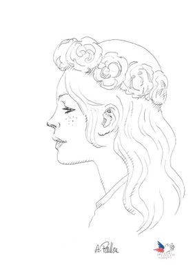 Alain Paillou - "La couronne de fleurs" - Dessin original su…