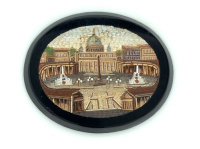 clock with a picture of a building in the middle of it