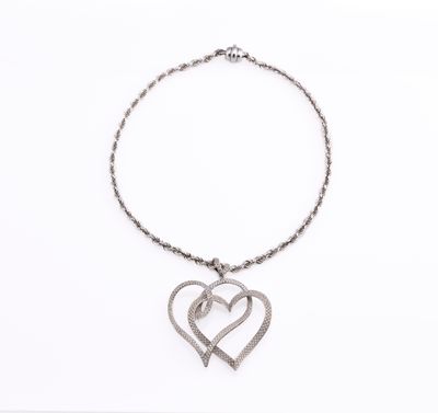 Collier pendentif en or et diamants en forme de cœur, Italie… - Photo 1