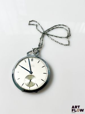 LONGINES Montre de poche chromée, à mouvement mécanique à re…