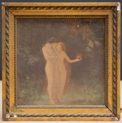 une image représentant un tableau où l'on voit une femme tenant une fleur à la main