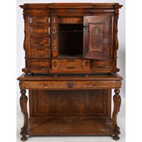 CABINET ALLEMAND en placage de ronce de noyer et de bois ind… (photo 2)