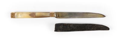 Couteau à fruit lame en argent, manche en nacre, bagues et i…