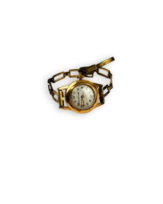 an image of a gold wrist watch with a chain around it