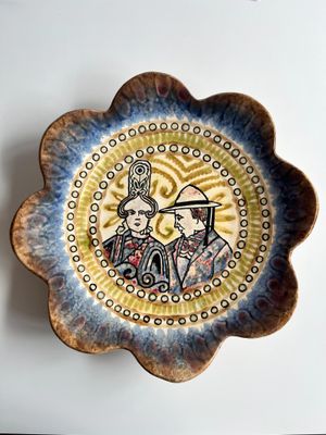 Maurice FOUILLEN (1928-2020), grand plat représentant un cou…