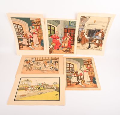 quatre cartes postales représentant des illustrations pour enfants datant du début du XXe siècle