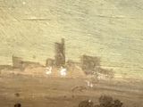 a picture of a painting of a castle in the middle of a field