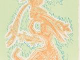 une image représentant le dessin d'une femme vêtue d'orange et de bleu