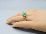 a close up of a person ' s hand with a ring on it