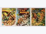 un lot de trois bandes dessinées vintage sur fond blanc
