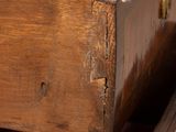 a close up of a wooden drawer with two drawers