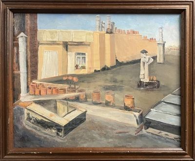 a picture of a painting of a man on the street