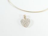 a close up of a necklace with a heart shaped pendant on it
