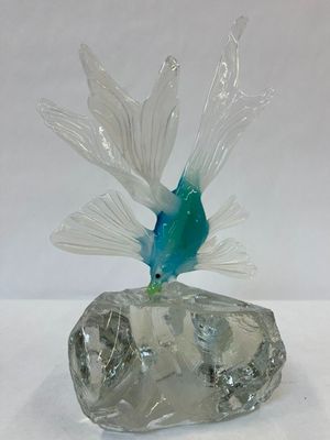 Murano." Poisson Exotique" EN Pate DE Verre Bleutee Insere D…