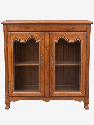 antique oak bookcase with glass doors