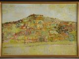 an image of a painting of a mountain in a gold frame