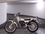 a motorcycle that is parked in a parking garage
