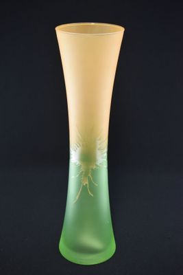 VASE en verre bicolore (orange et vert).