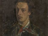 portrait d'un jeune homme en uniforme militaire, portant une cravate rouge