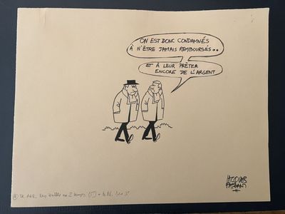 drawing of a man and a woman talking to each other in a speech bubble
