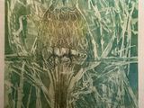 painting of an owl perched on a tree branch in a forest