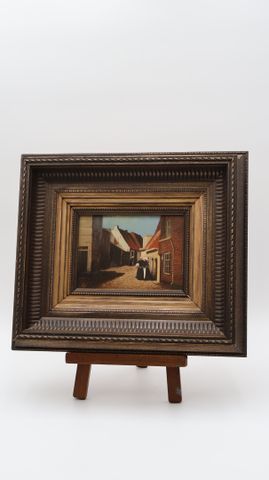 École du Nord 20ème « Rue animée ». Huile sur panneau. Monogrammé...