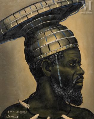 an oil painting of a man with a large hat on top of his head