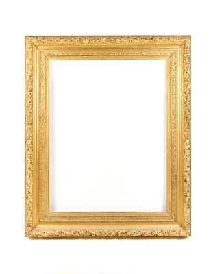 an old gold picture frame on a white background