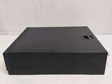 a close up of a black box on a white surface