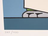 a picture of a painting of a cat sitting on a table