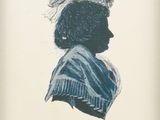 drawing of a woman in a feathered hat with a feather on her head