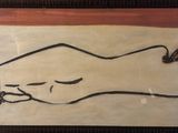 tableau représentant une femme allongée sur le ventre, une cigarette à la bouche