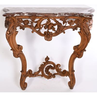 CONSOLE LOUIS XV en noyer joliment patiné de forme mouvement… - Photo 1